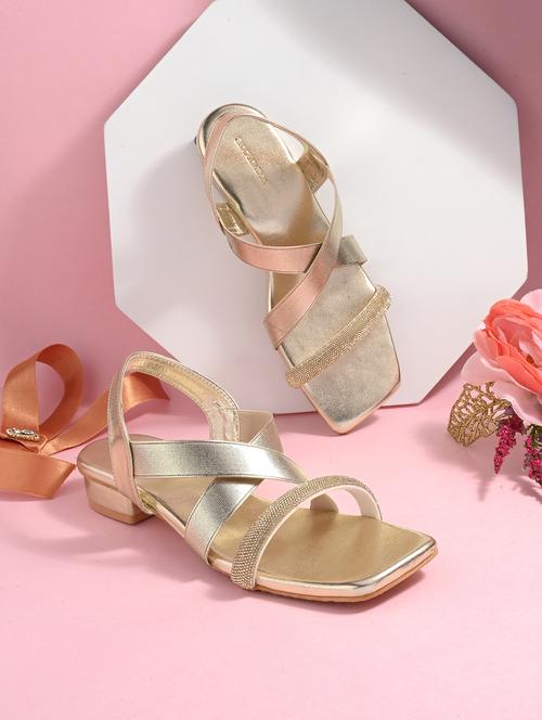 women gold back strap sandal - 21950261 -  Standard Image - 0