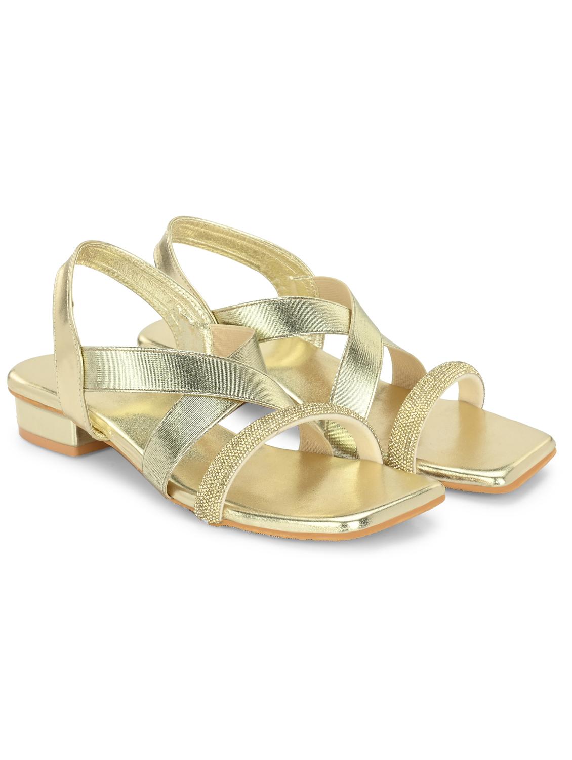 women gold back strap sandal - 21950261 - Standard Image - 1