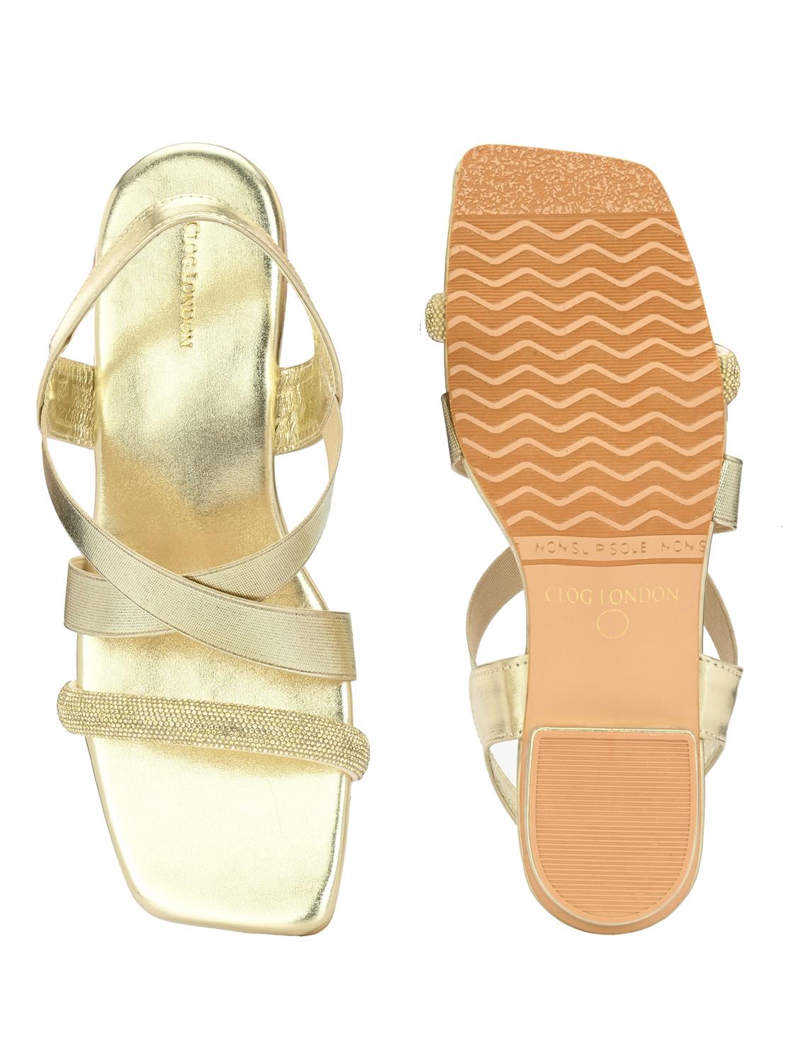 women gold back strap sandal - 21950261 - Standard Image - 6