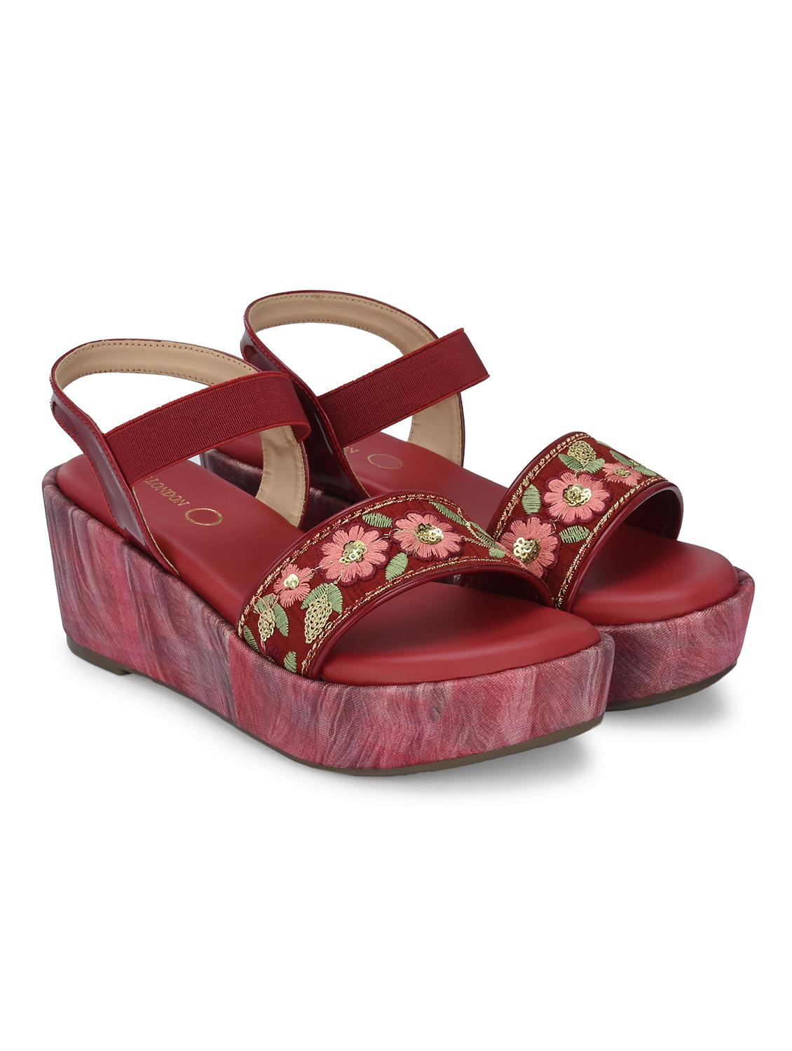 women embroidered back strap wedge - 21950269 - Standard Image - 1