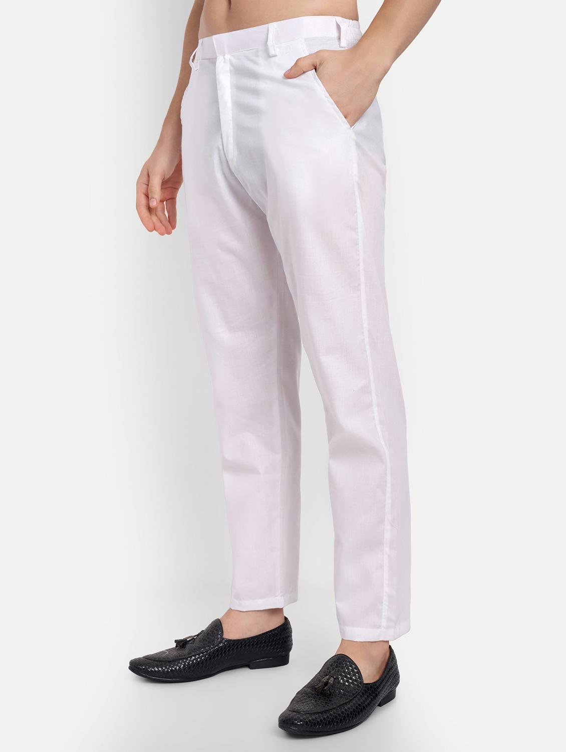men mandarin neck kurta with trousers ethnic wear set - 21950291 - Standard Image - 4