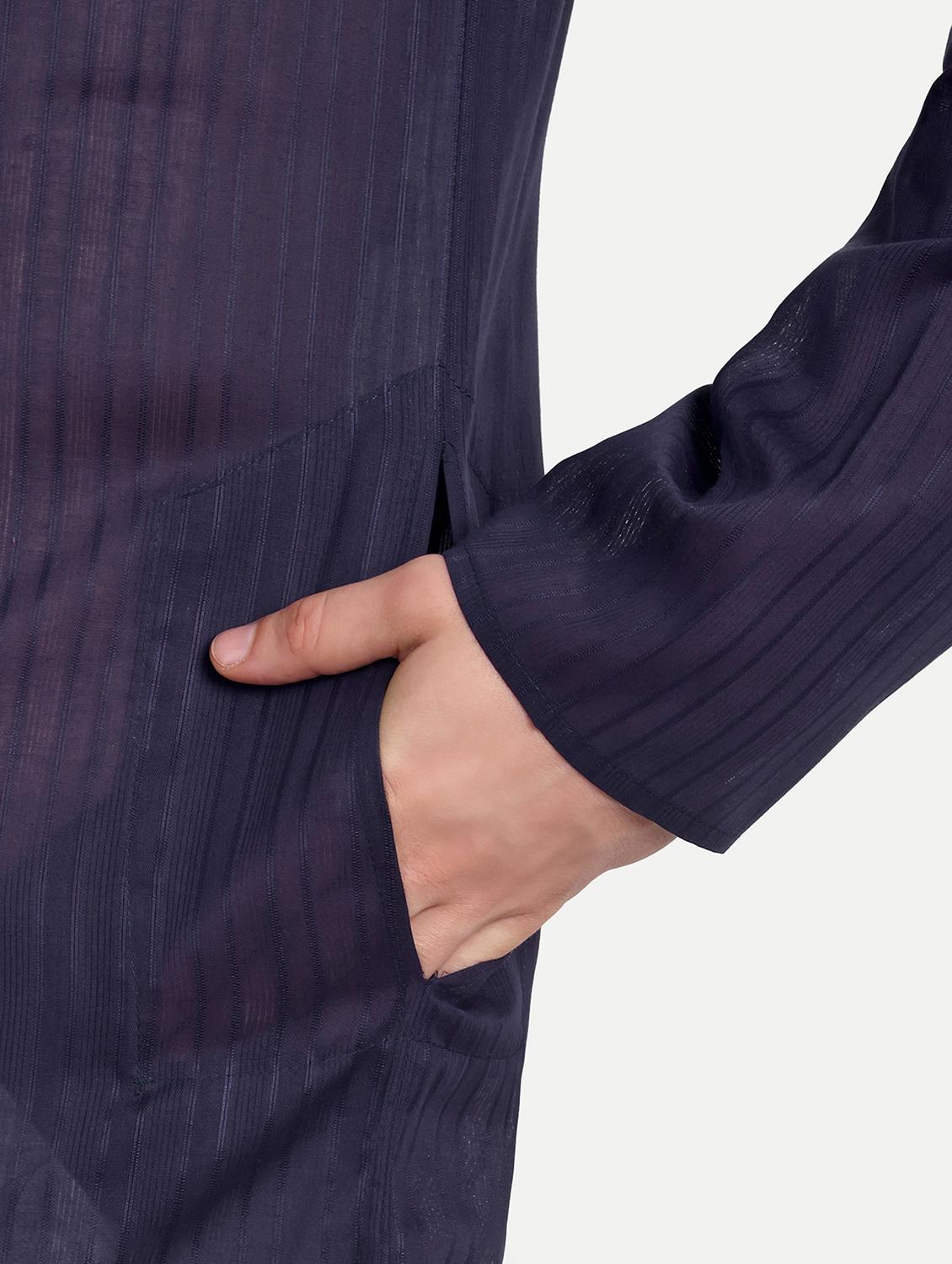 men mandarin neck kurta with trousers ethnic wear set - 21950291 - Standard Image - 6