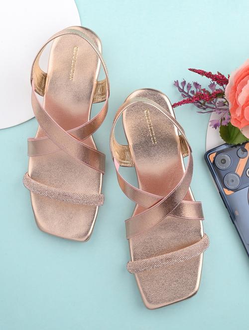 women gold back strap sandal - 21950294 - Standard Image - 0