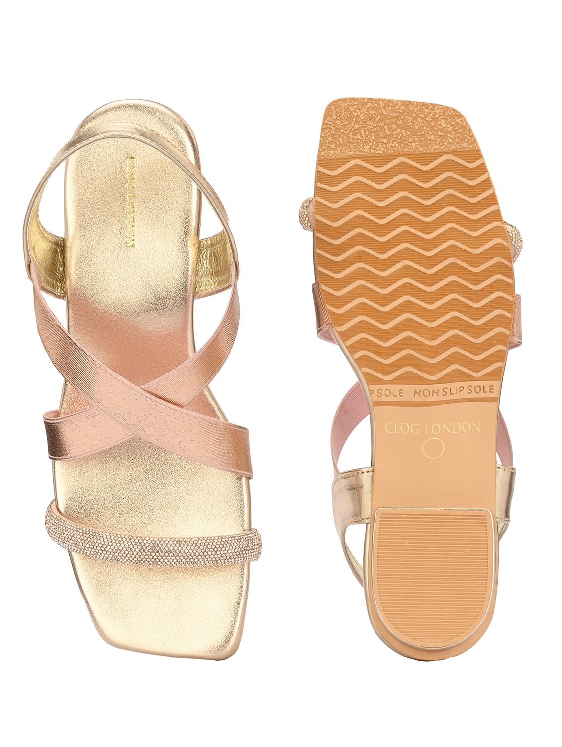 women gold back strap sandal - 21950294 - Standard Image - 6