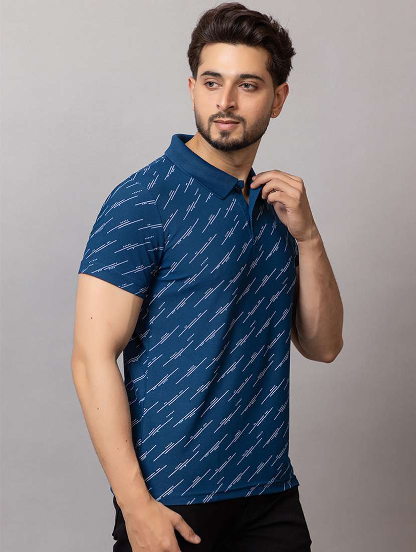 men printed short sleeve regular fit polo t-shirt - 21950318 -  Standard Image - 1