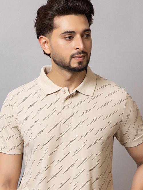 men printed short sleeve regular fit polo t-shirt - 21950319 - Standard Image - 0