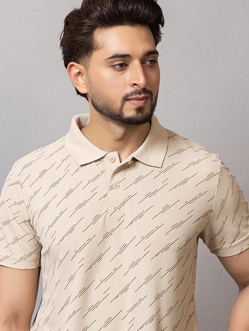 men printed short sleeve regular fit polo t-shirt