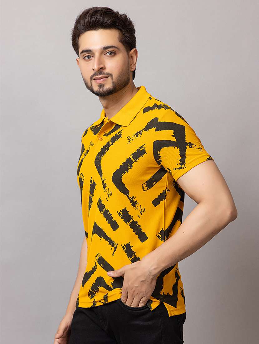 men printed short sleeve regular fit polo t-shirt - 21950322 - Standard Image - 1