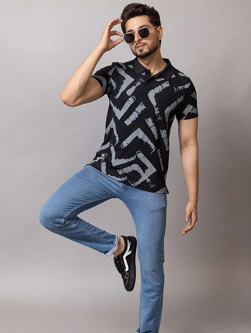 men printed short sleeve regular fit polo t-shirt