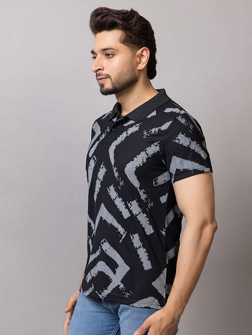 men printed short sleeve regular fit polo t-shirt - 21950323 - Standard Image - 1