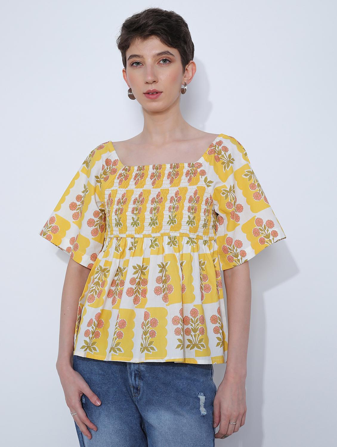 yellow poplin top - 21951055 - Standard Image - 1