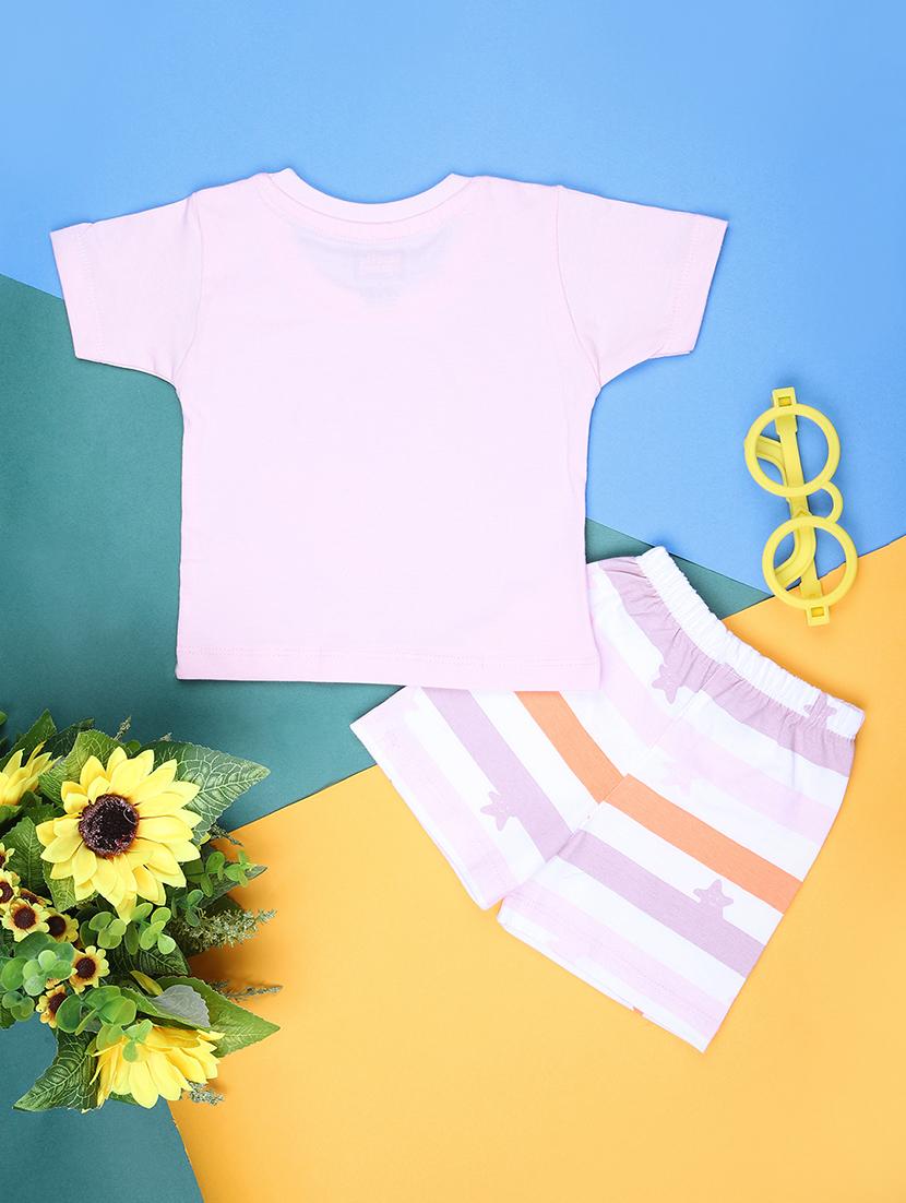 kids printed t-shirt and shorts co-ord set - 21951119 - Standard Image - 1
