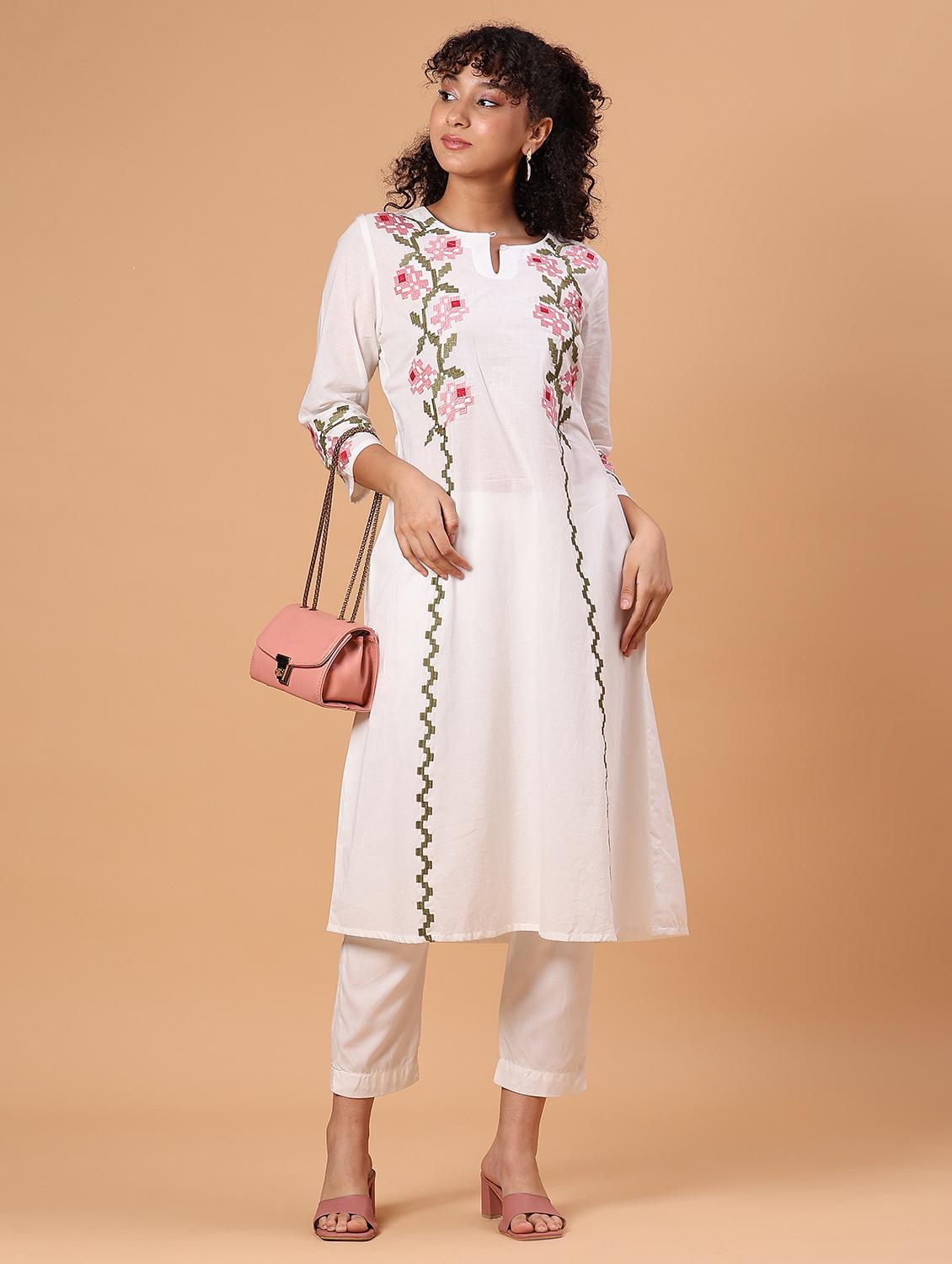 off white cambric kurta - 21951131 - Standard Image - 6