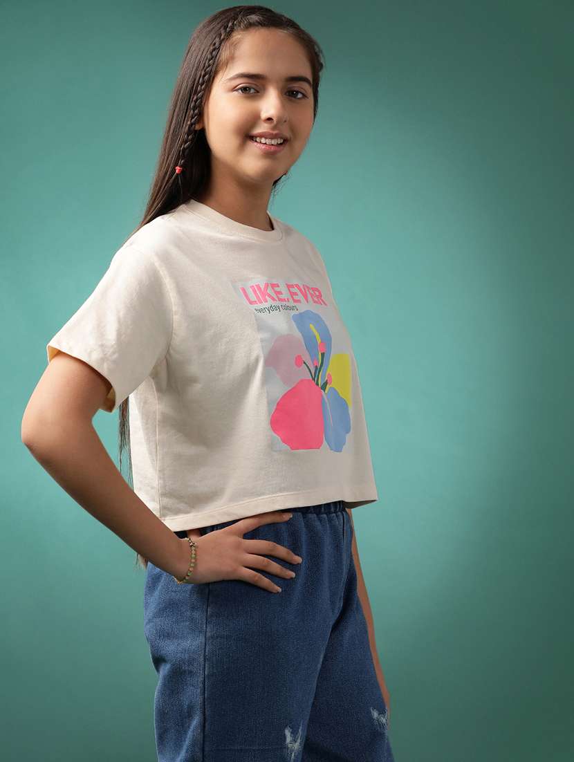 girls printed short sleeve crop tee - 21951162 -  Standard Image - 1