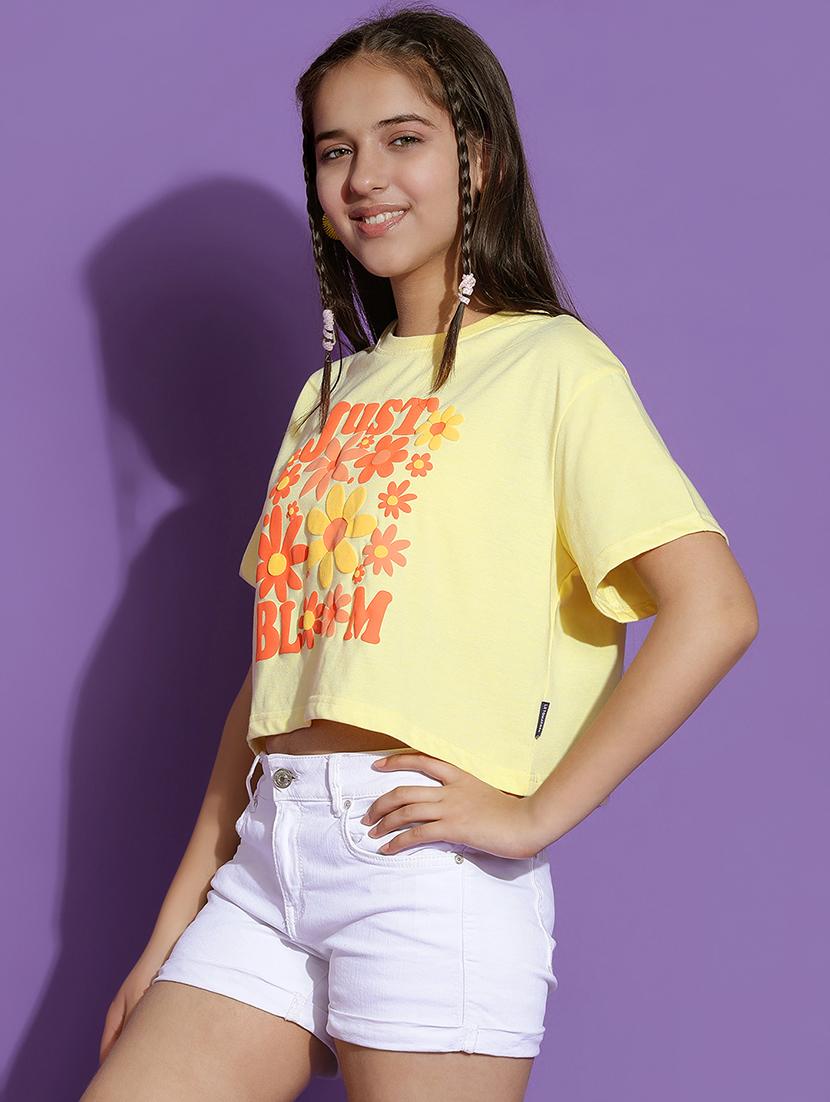 girls printed short sleeve crop tee - 21951175 -  Standard Image - 1