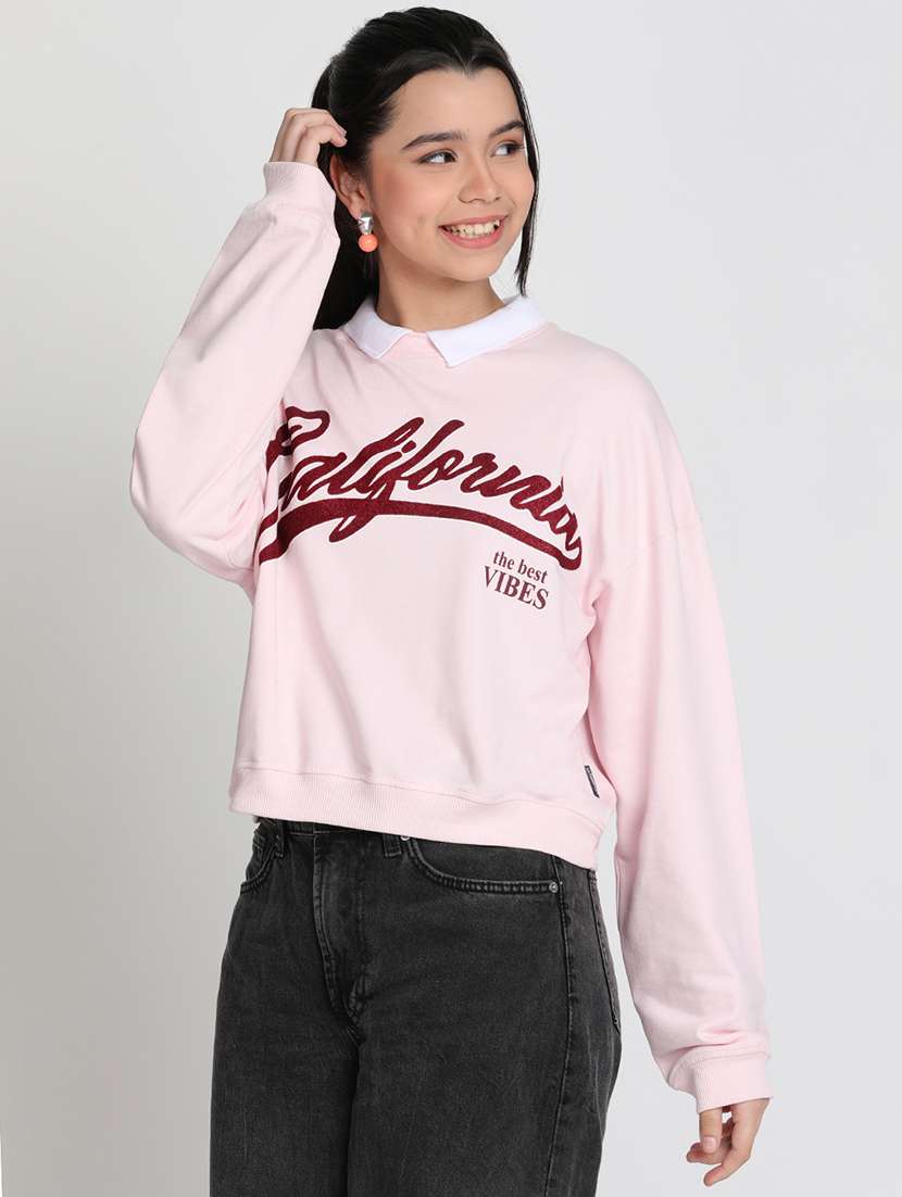 girls typographic print long sleev sweatshirt - 21951185 -  Standard Image - 1