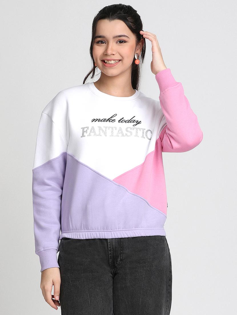 girls color blocked long sleeve sweatshirt - 21951186 - Standard Image - 1