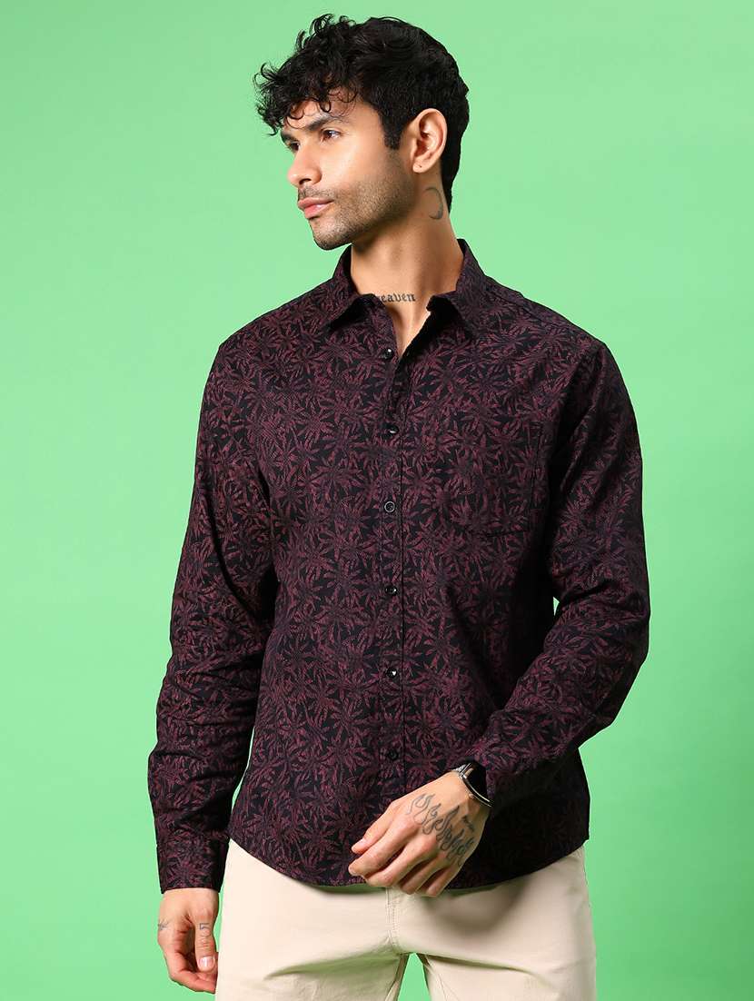 men printed long sleeve regular fit casual shirt - 21951361 -  Standard Image - 1