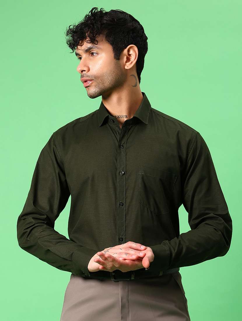 men solid collared long sleeve formal shirt - 21951400 -  Standard Image - 1