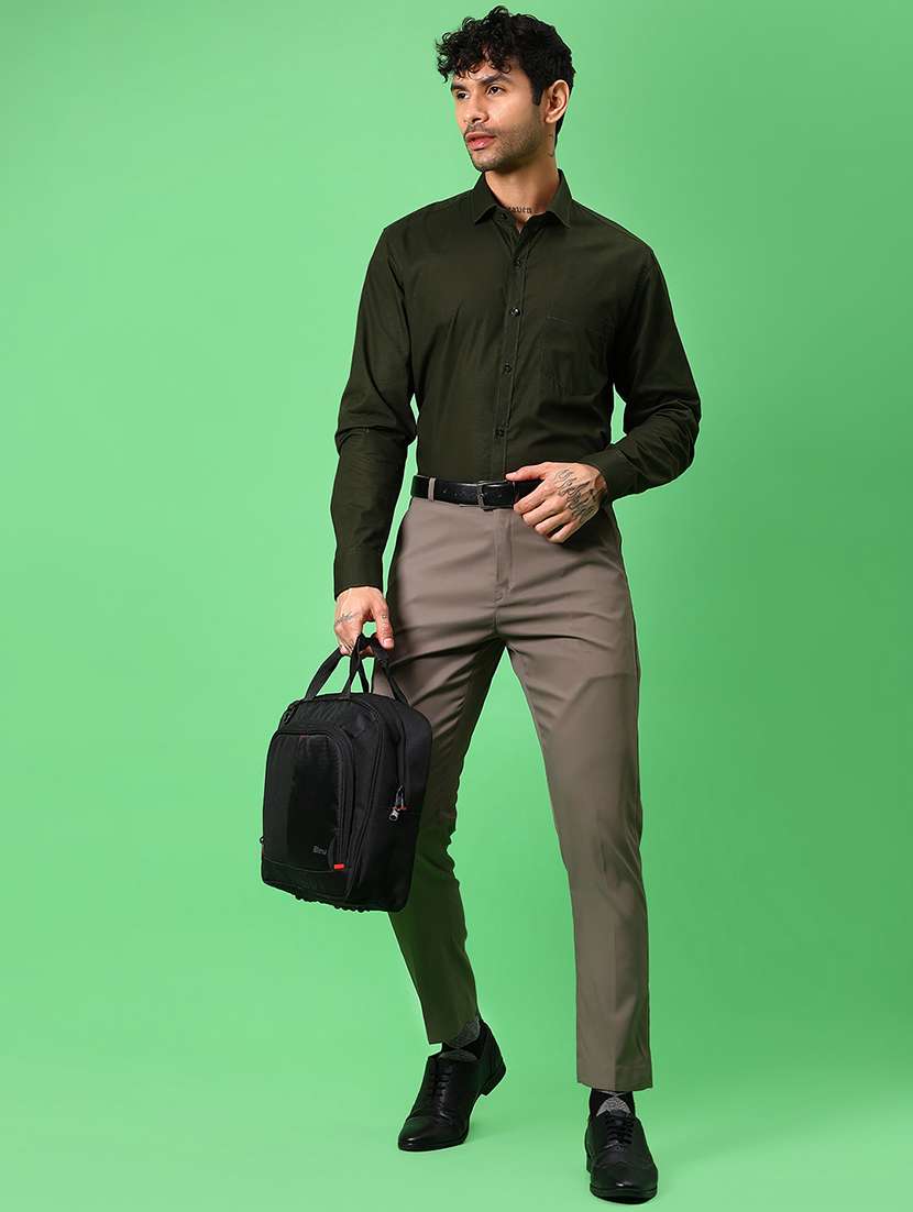 men solid collared long sleeve formal shirt - 21951400 -  Standard Image - 4