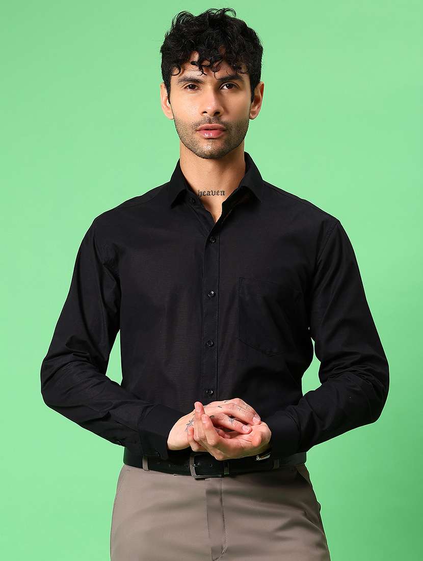 men solid collared long sleeve formal shirt - 21951421 -  Standard Image - 1