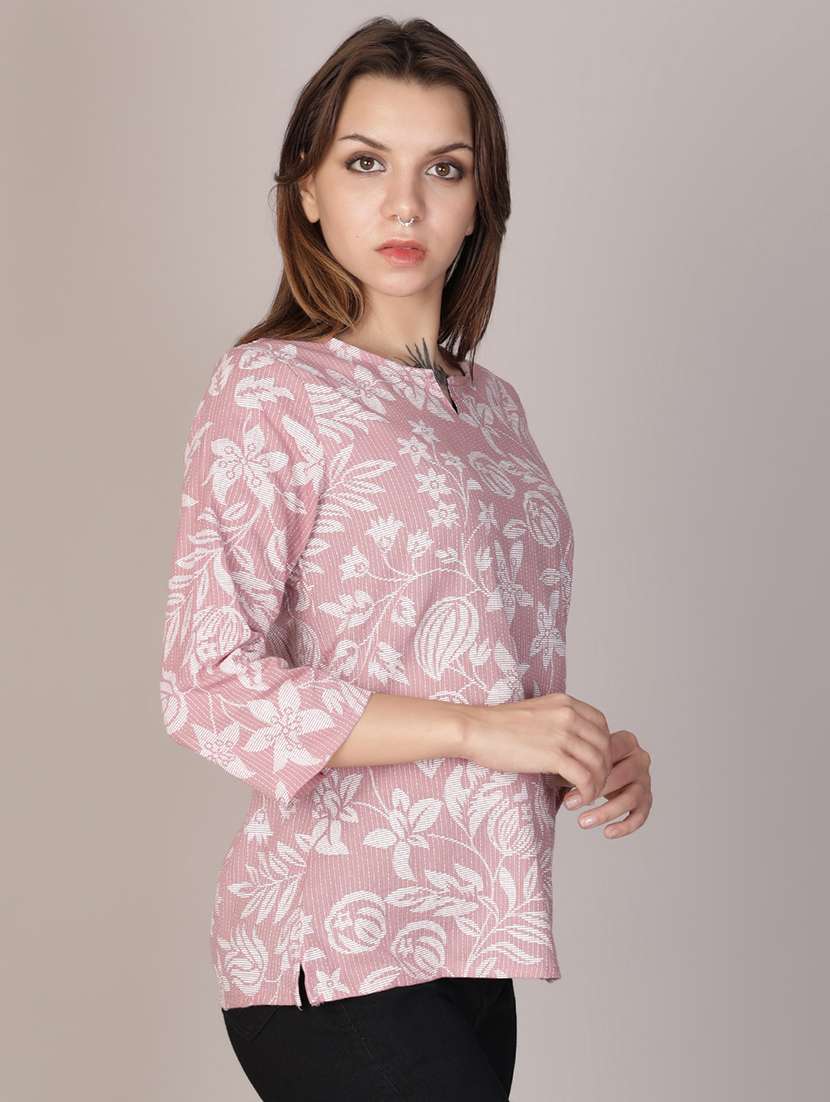 women printed three quarter sleeve straight kurti - 21951464 - Standard Image - 1