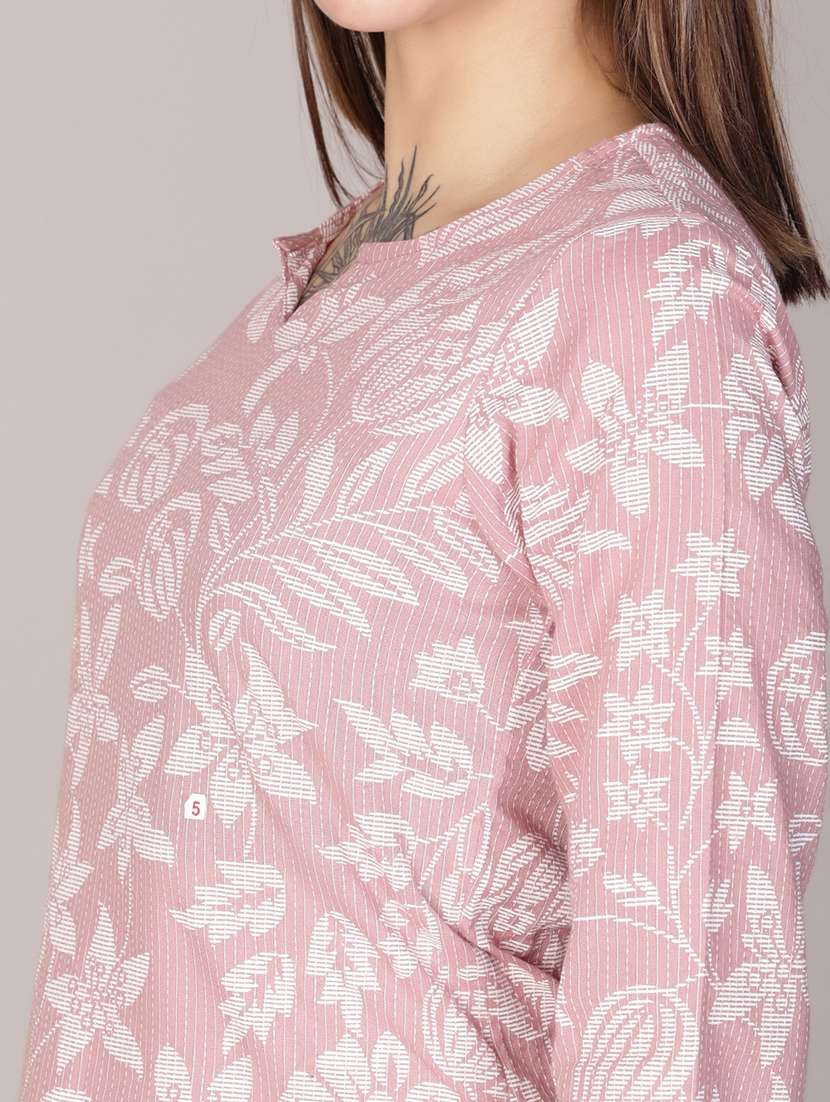 women printed three quarter sleeve straight kurti - 21951464 - Standard Image - 4