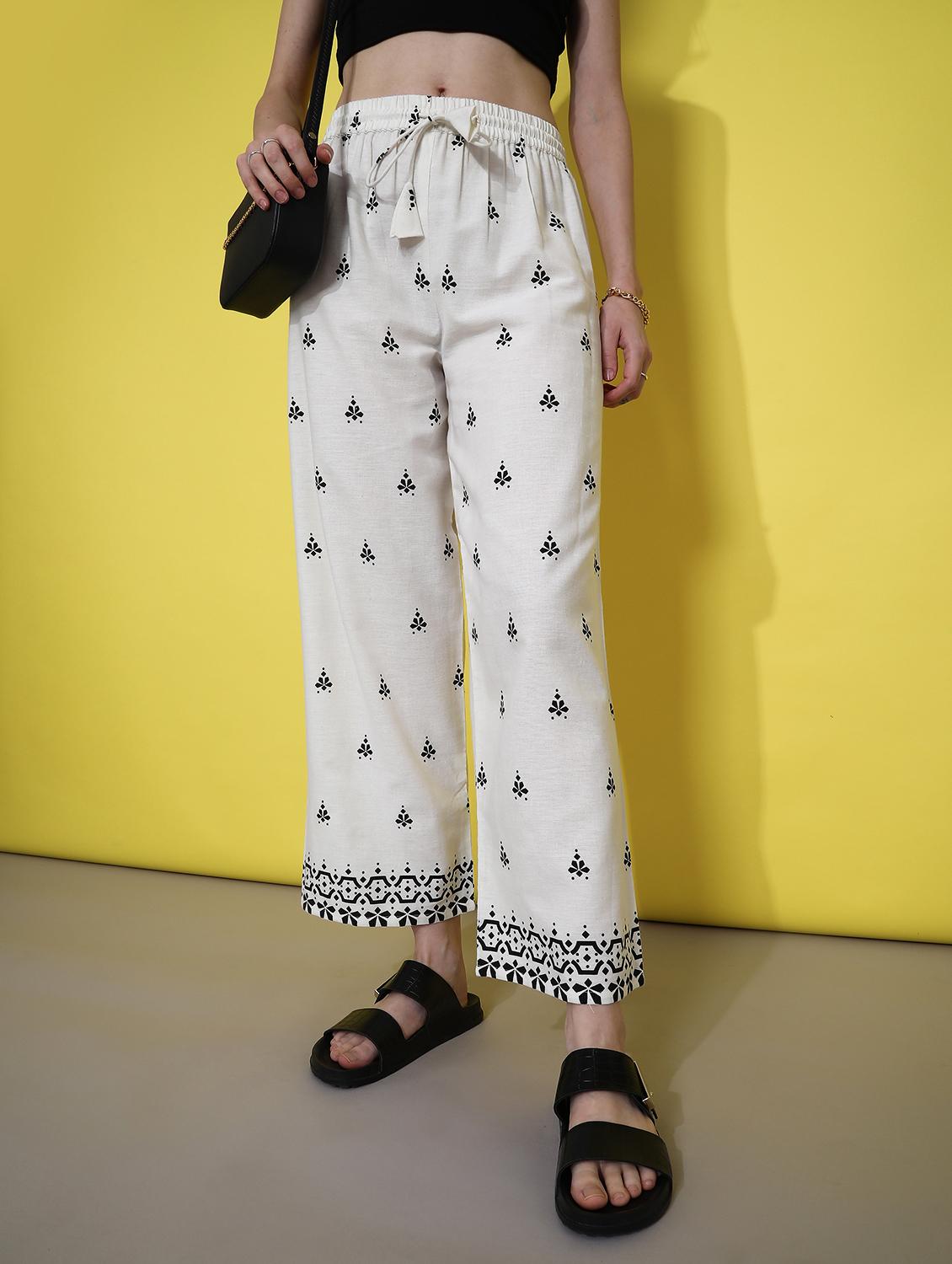 women printed mid rise straight palazzo - 21951472 - Zoom Image - 0