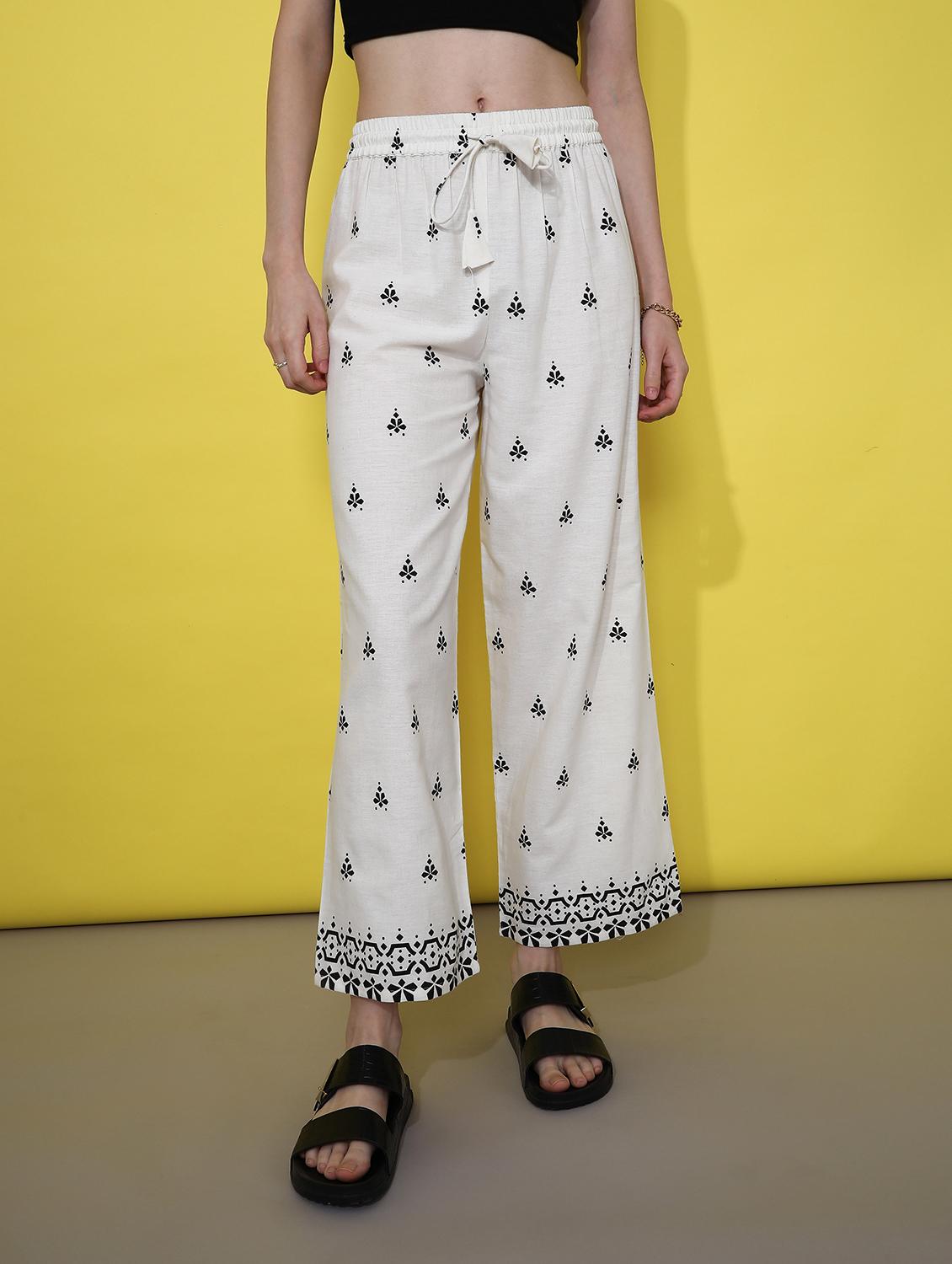 women printed mid rise straight palazzo - 21951472 - Standard Image - 1