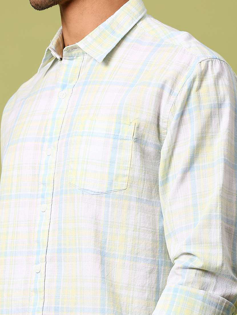 men checkered collared long sleeve casual shirt - 21951477 - Standard Image - 4