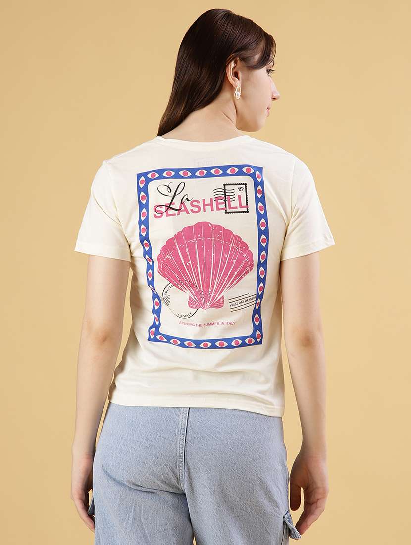 women front & back print short sleeve t-shirt