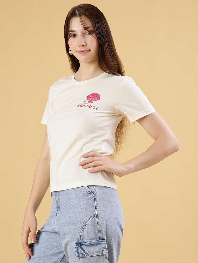 women front & back print short sleeve t-shirt - 21951539 -  Standard Image - 1