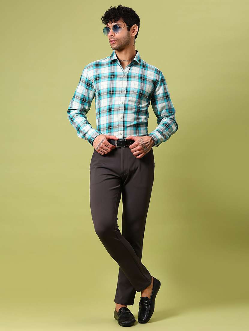 men checkered collared long sleeve formal shirt - 21951542 -  Standard Image - 4
