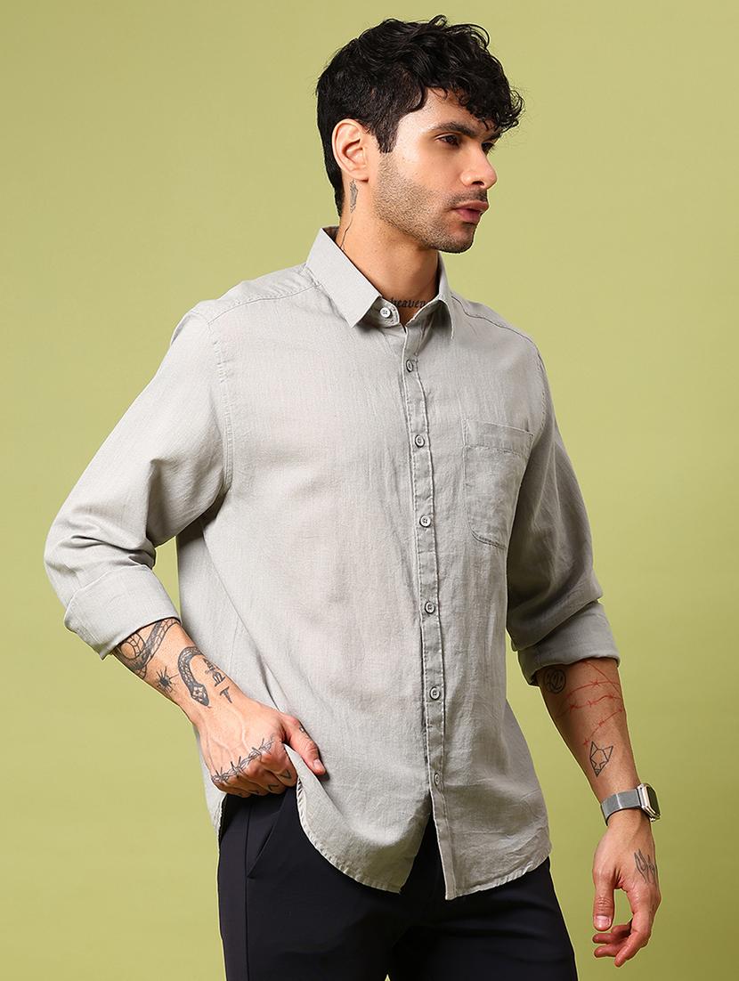 men solid long sleeve regular fit casual shirt - 21951543 -  Standard Image - 1