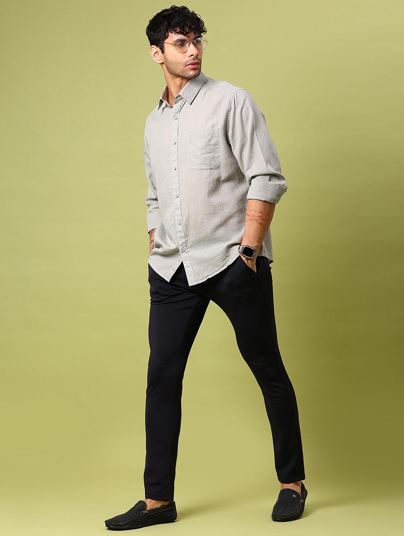 men solid long sleeve regular fit casual shirt - 21951543 - Standard Image - 4