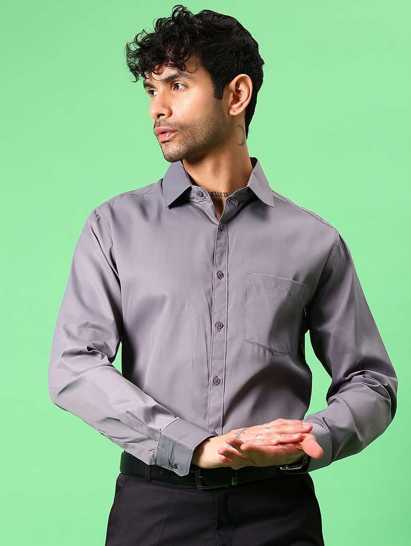 men solid collared long sleeve formal shirt - 21951559 -  Standard Image - 1