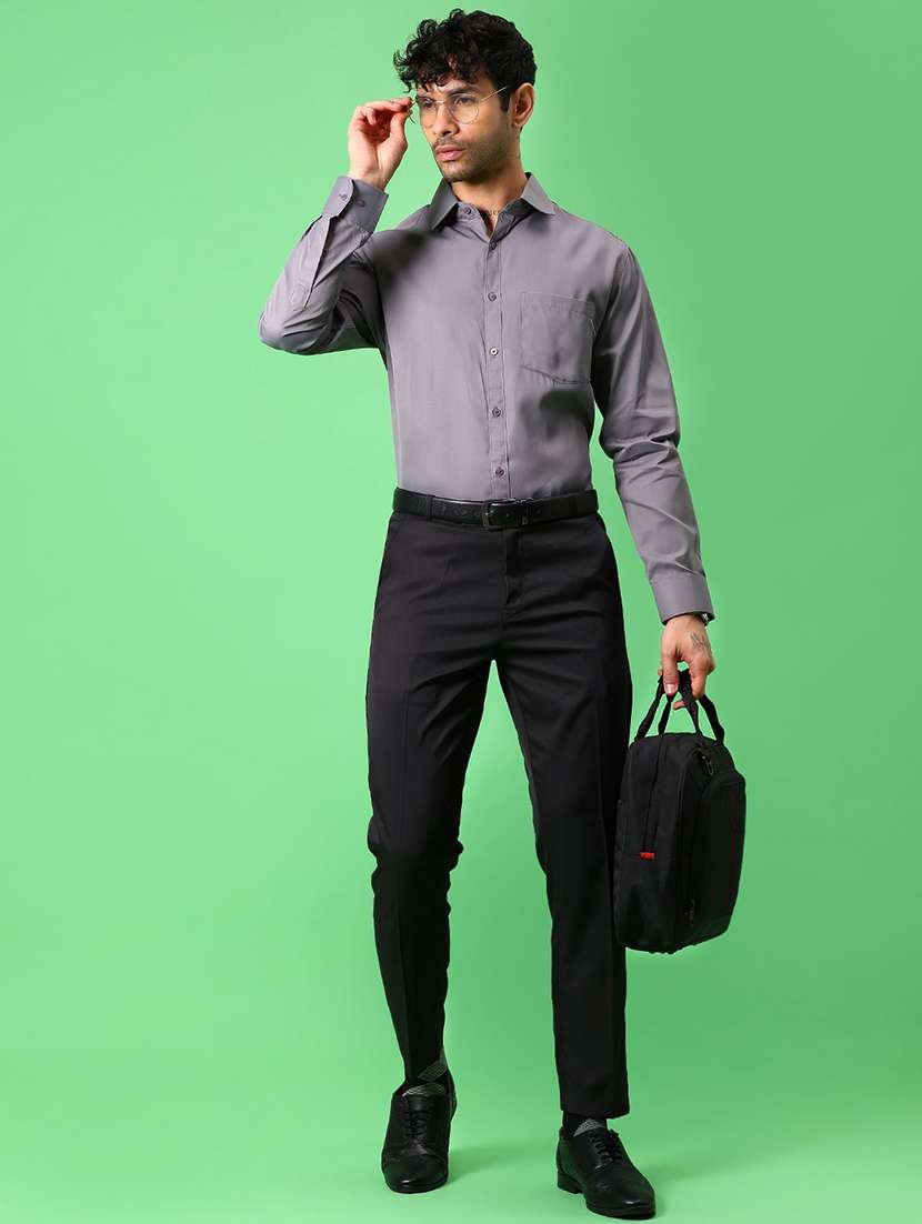 men solid collared long sleeve formal shirt - 21951559 -  Standard Image - 4