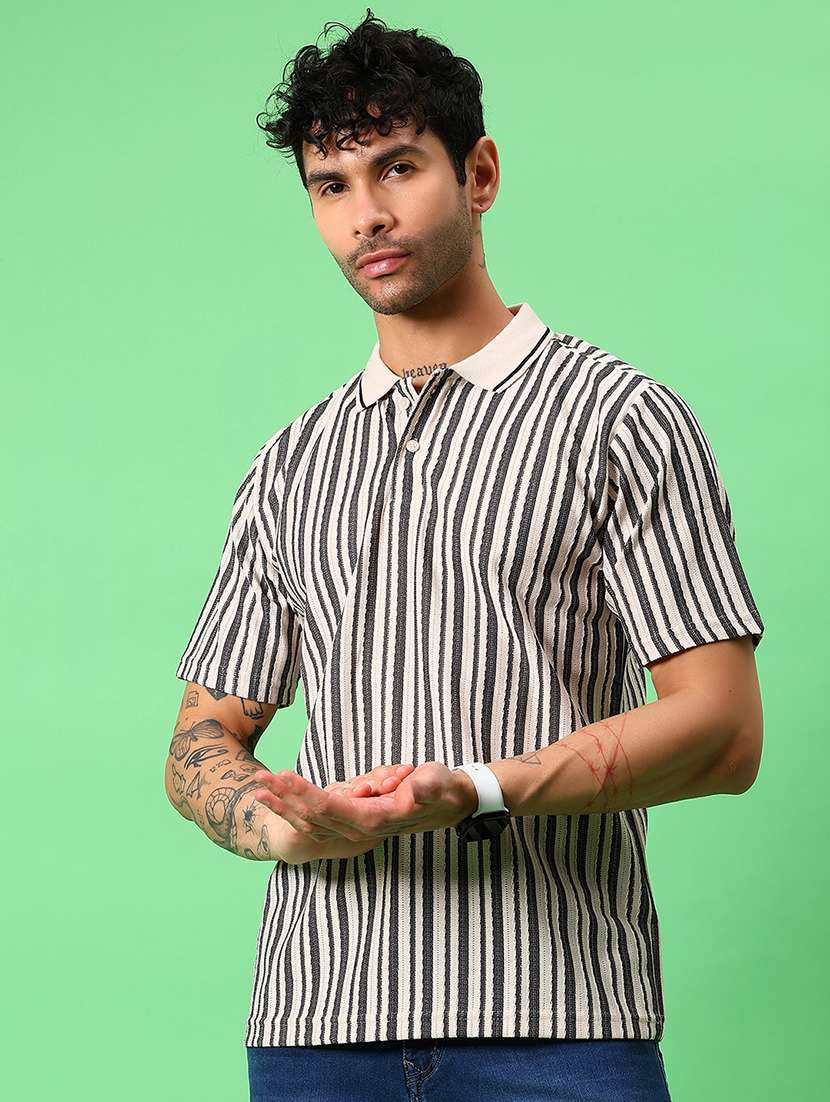 men striped short sleeve regular fit polo t-shirt - 21951571 -  Standard Image - 1