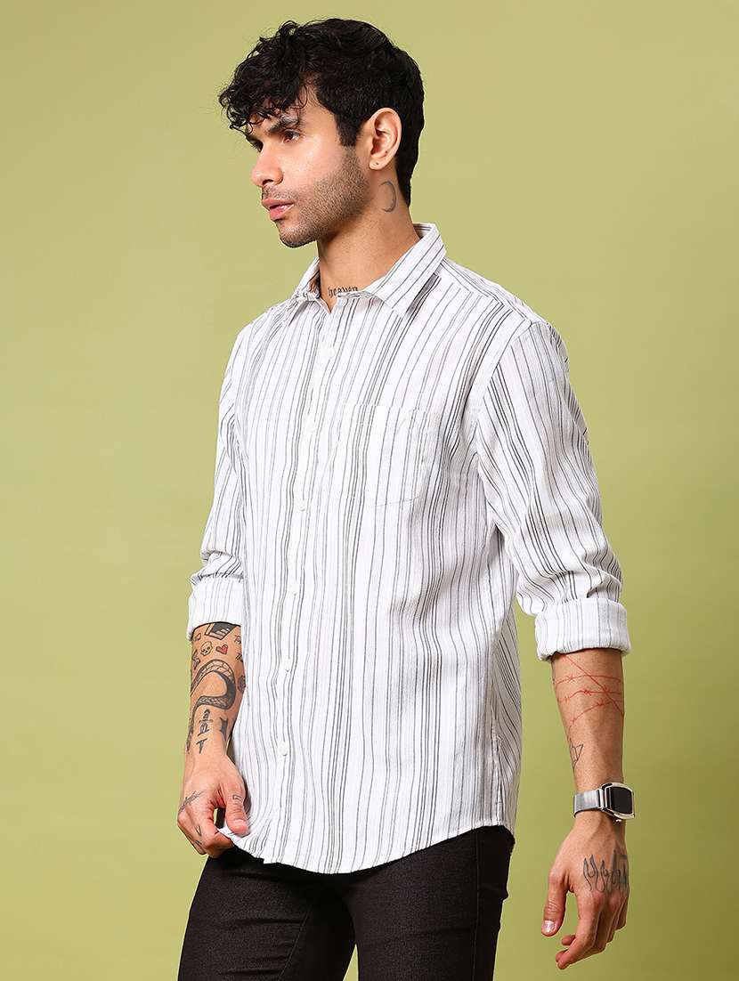 men striped long sleeve regular fit casual shirt - 21951575 -  Standard Image - 1