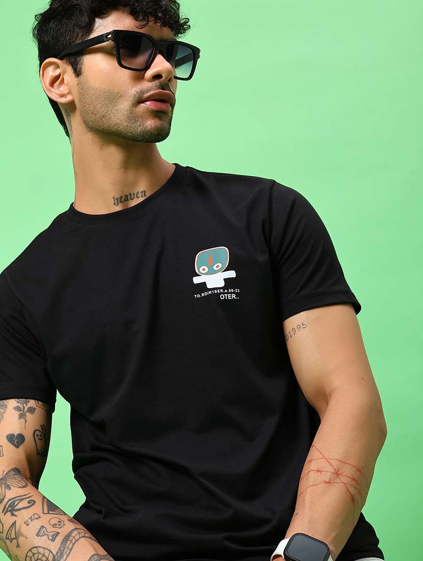 men front & back print round neck regular fit t-shirt - 21951582 -  Standard Image - 1