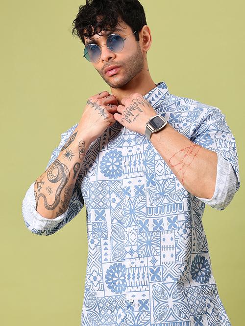 men printed long sleeve regular fit casual shirt - 21951595 - Standard Image - 0