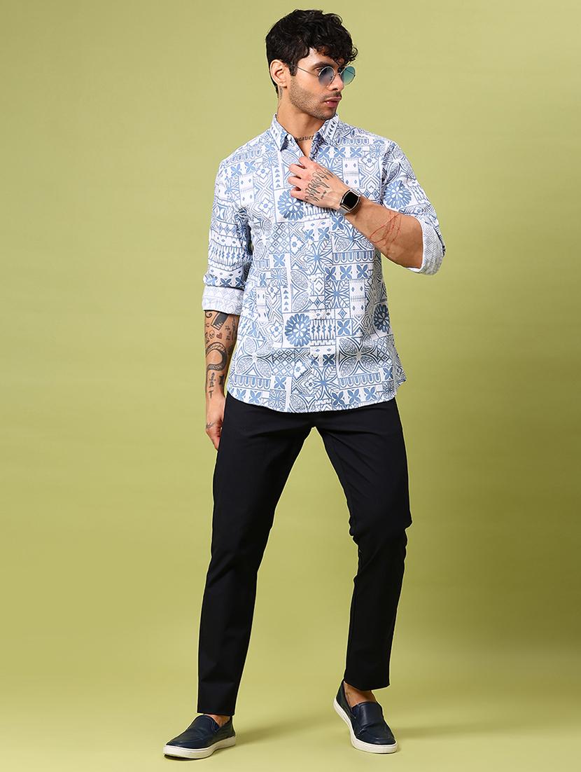 men printed long sleeve regular fit casual shirt - 21951595 - Standard Image - 4