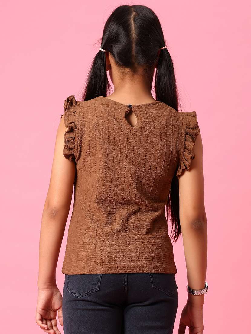 girls brown solid sleeveless top - 21951617 -  Standard Image - 4