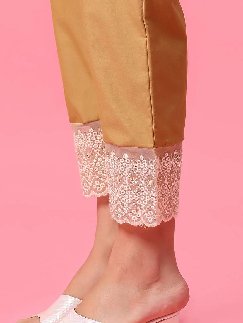 women beige solid mid rise tapered pant - 21951618 -  Standard Image - 4