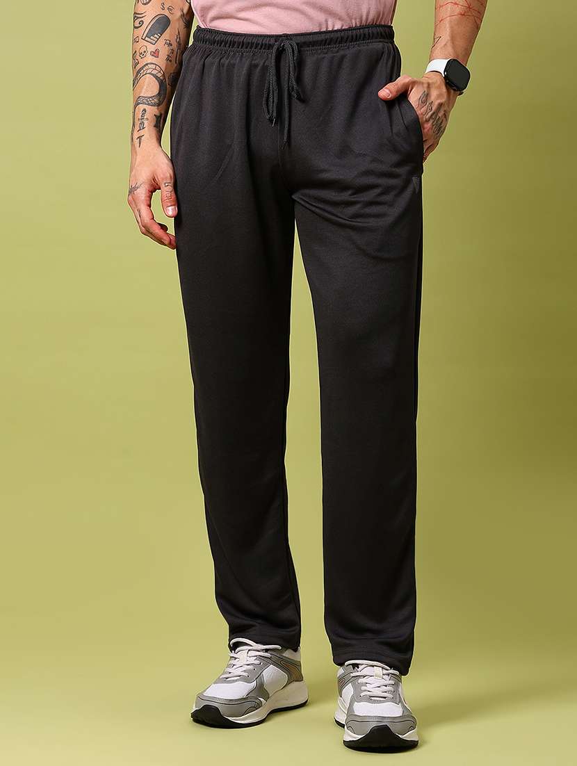 men solid mid rise full length track pant - 21951632 -  Standard Image - 1