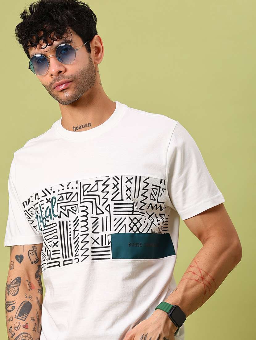 men chest print short sleeve regular fit t-shirt