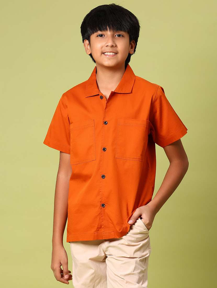 boys solid short sleeve casual shirt - 21951668 -  Standard Image - 1