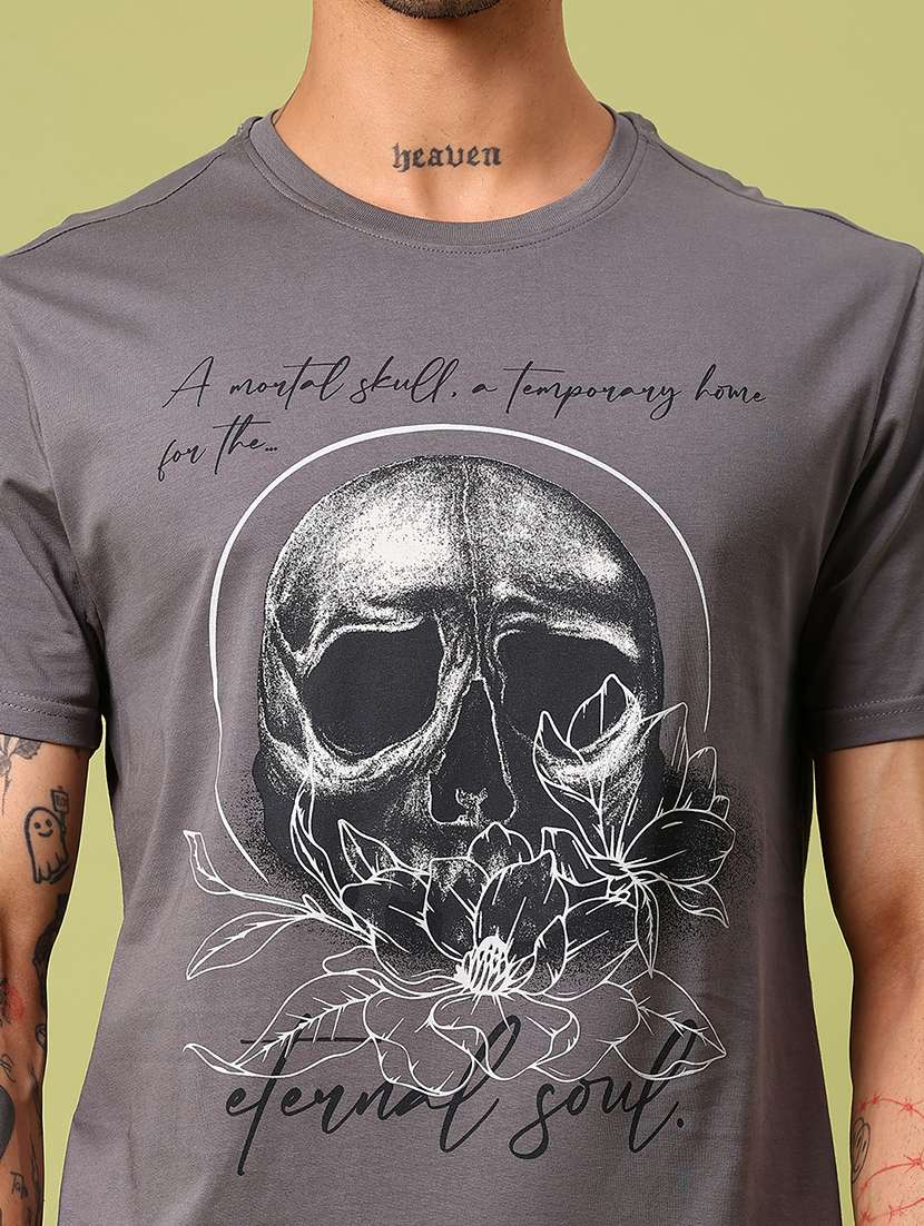 men front print round neck regular fit t-shirt - 21951685 - Standard Image - 4