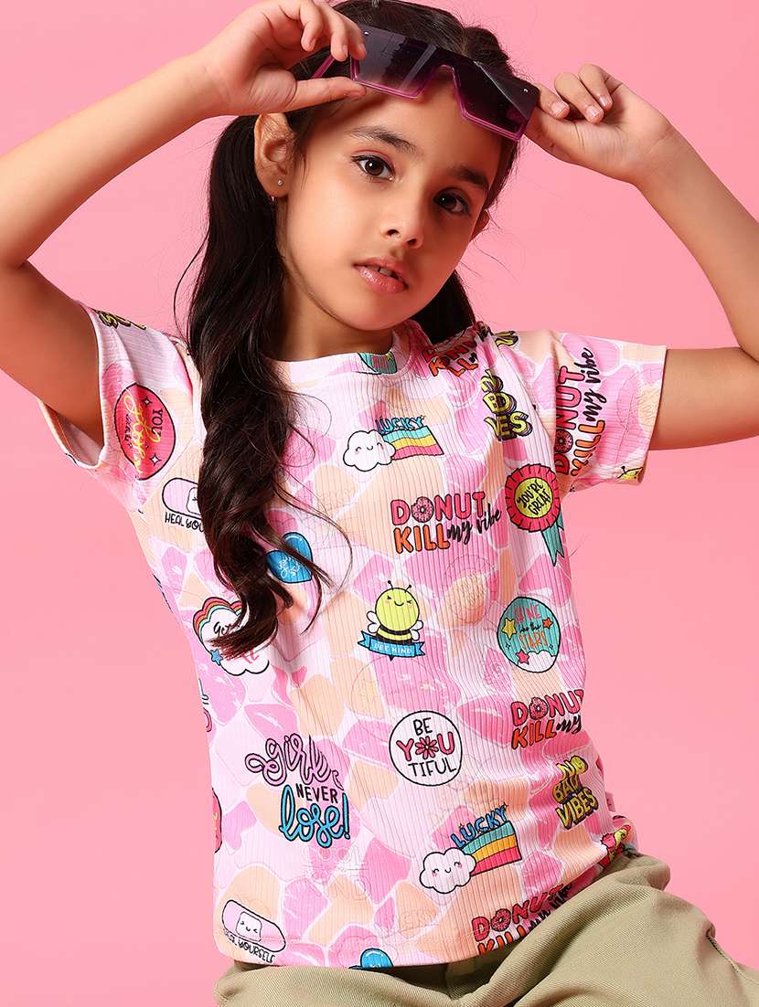 girls printed short sleeve tee