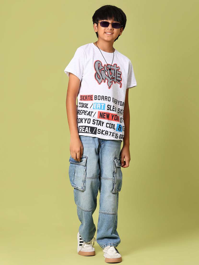 boys front print round neck t-shirt - 21951736 -  Standard Image - 4